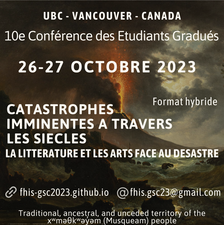 Catastrophes imminentes à travers les siècles : la littérature et les arts face au désastre (Vancouver, Canada)