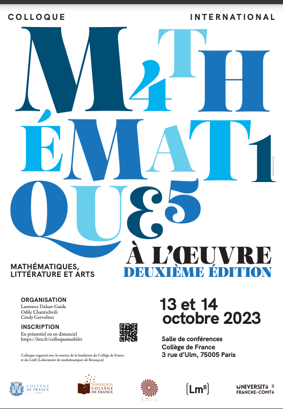 Mathématiques à l'œuvre. 2de éd. Mathématiques, littérature, arts (Collège de France, rue d'Ulm, & en ligne)