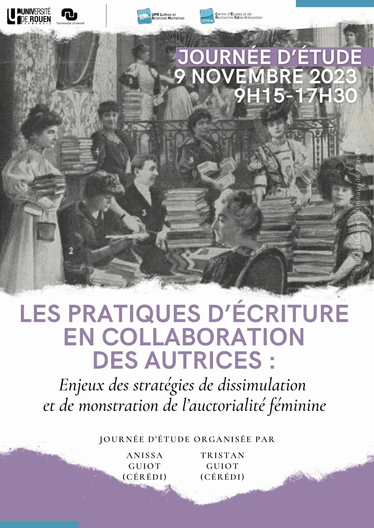 Les pratiques d'écriture en collaboration des autrices : enjeux des stratégies de dissimulation et de monstration de l'auctorialité féminine (Rouen)