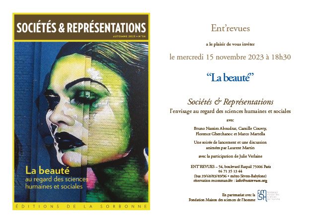 La beauté. Soirée Sociétés & représentations (Paris)