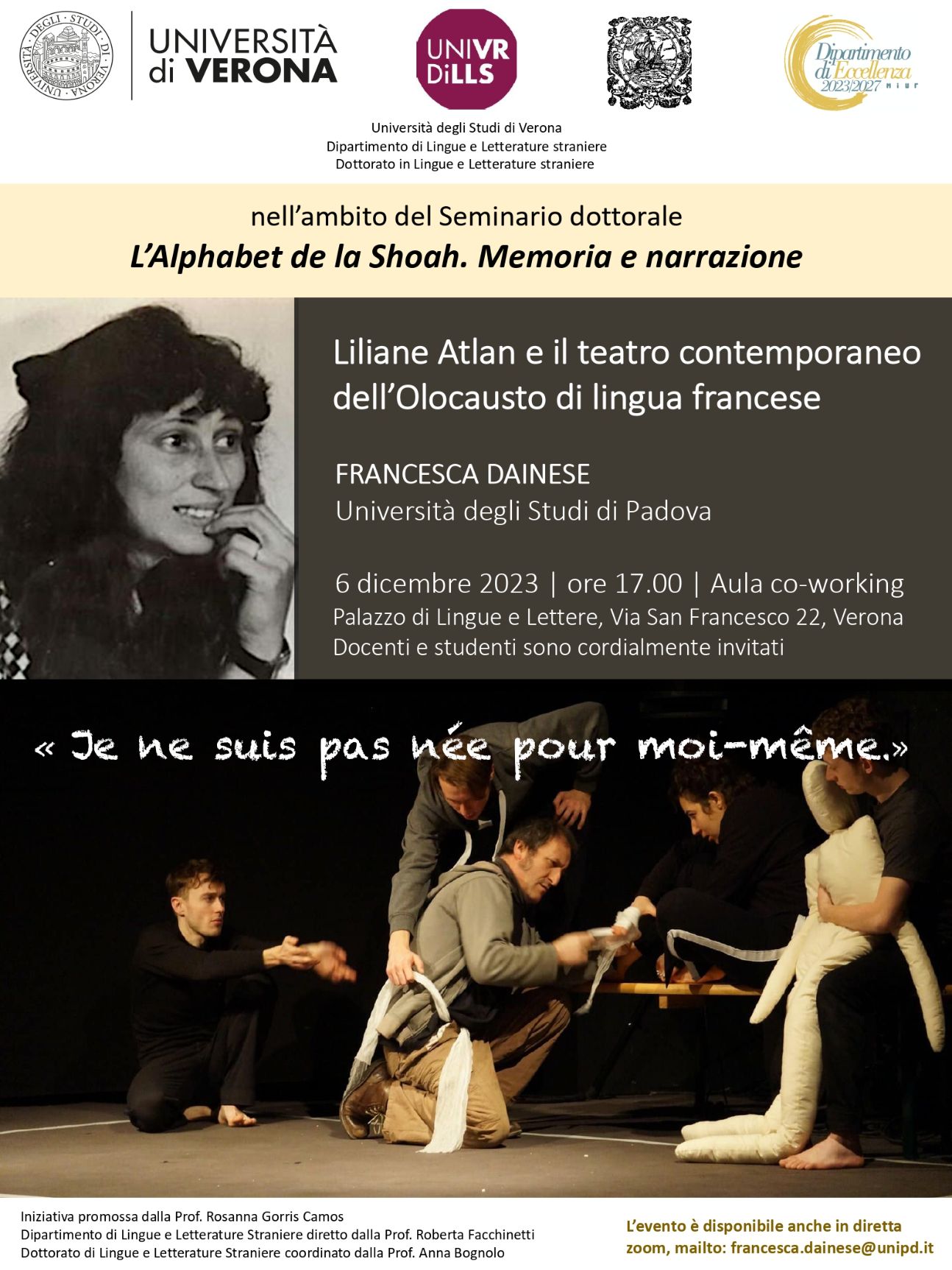 « Je ne suis pas née pour moi-même ». Liliane Atlan e il teatro contemporaneo dell’Olocausto di lingua francese (Vérone)