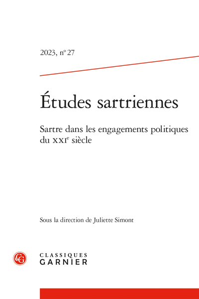 Études sartriennes 2023, n° 27 :