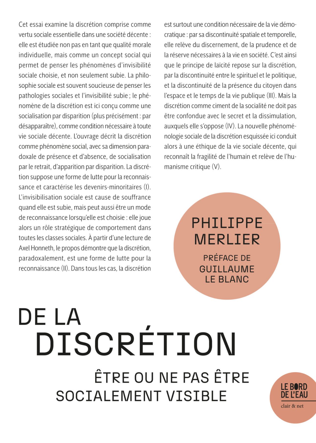 Philippe Merlier, De la discrétion