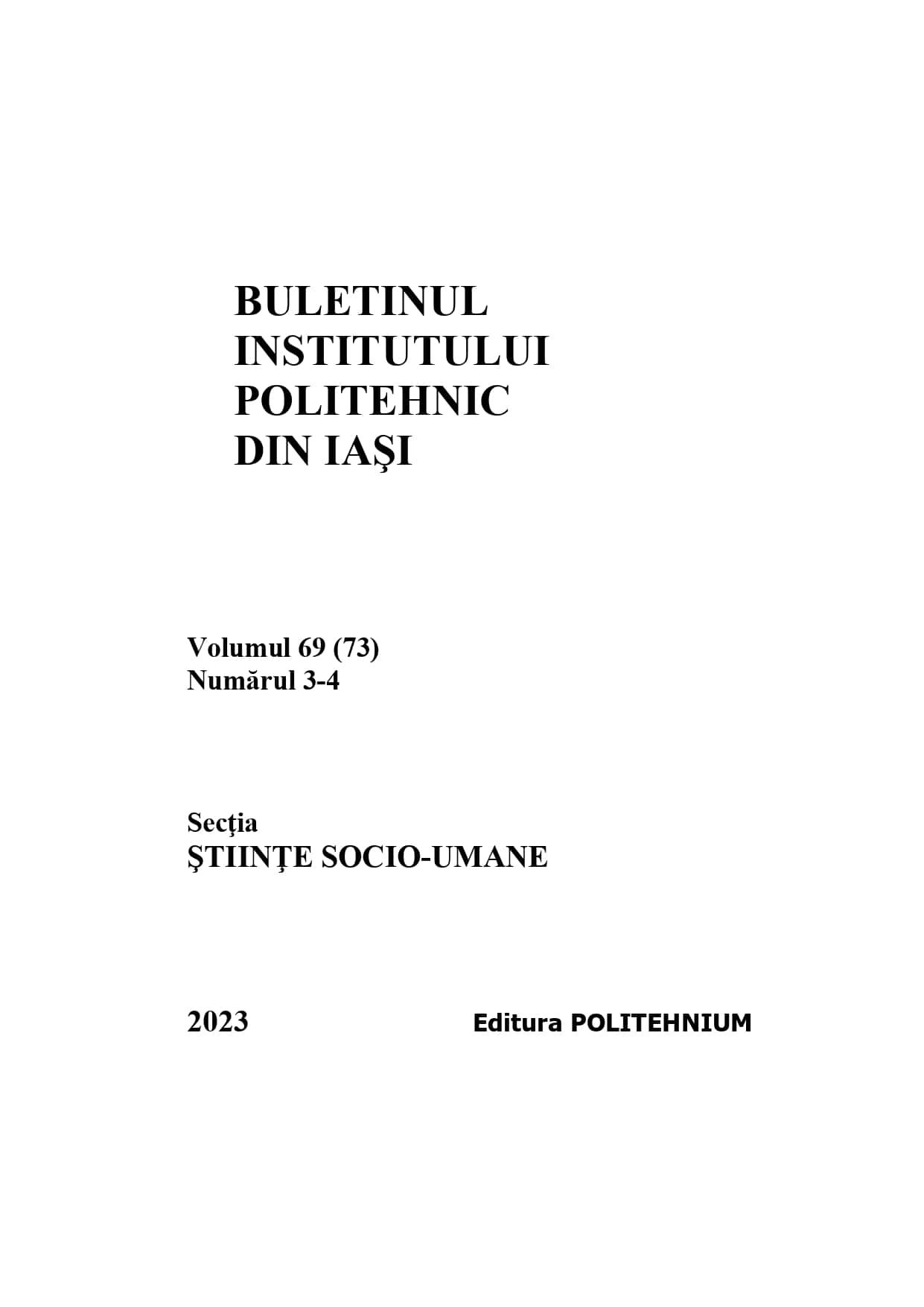 The Bulletin of the Polytechnic Institute of Iași, Socio-Humanistic Sciences Section