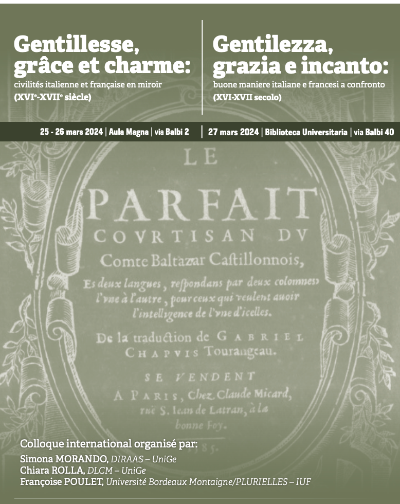 Gentillesse, grâce et charme : civilités italienne et française en miroir, XVIe-XVIIe s. (Gênes)