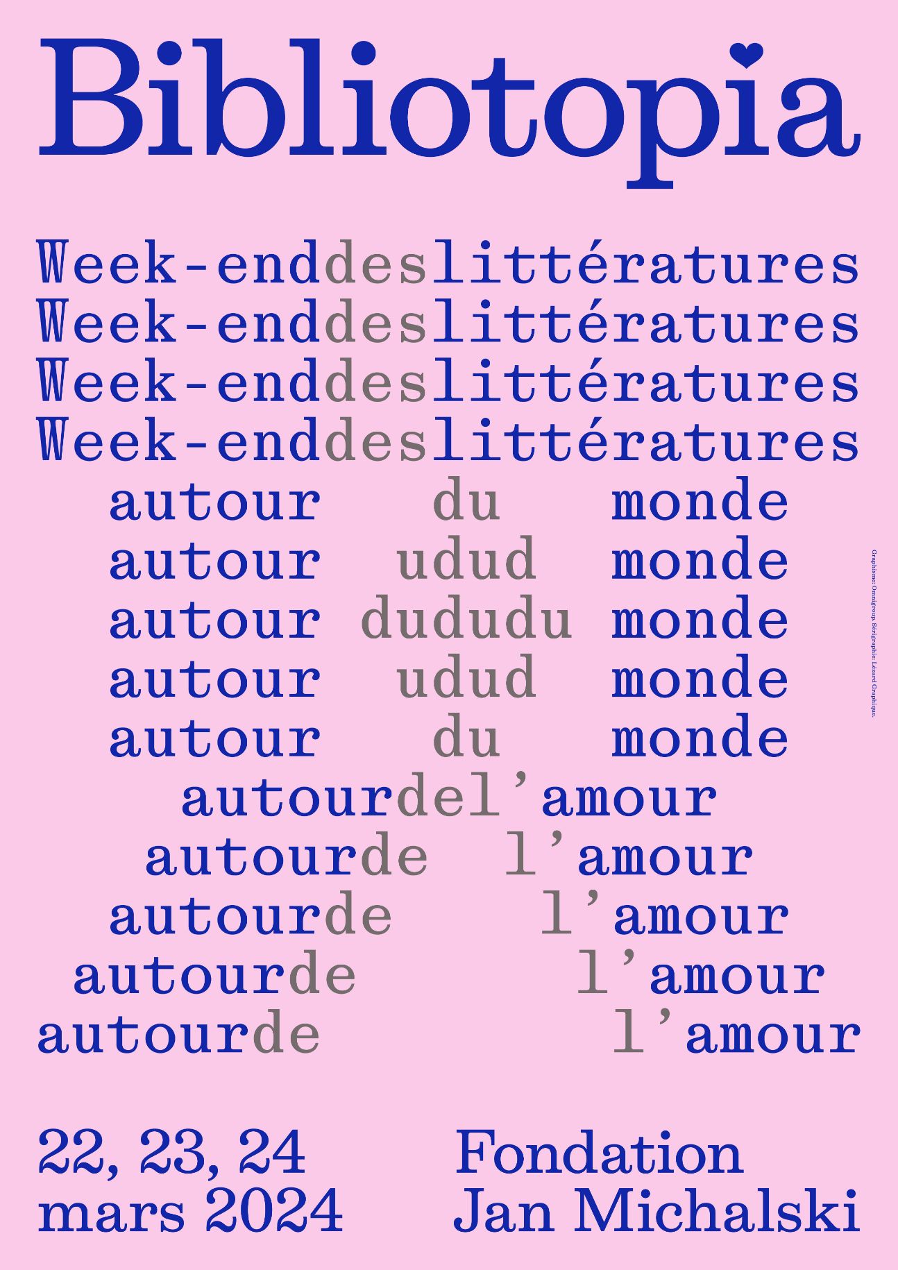 Bibliotopia, week-end des littératures autour du monde (Fondation Jan Michalski, Montricher, Suisse)