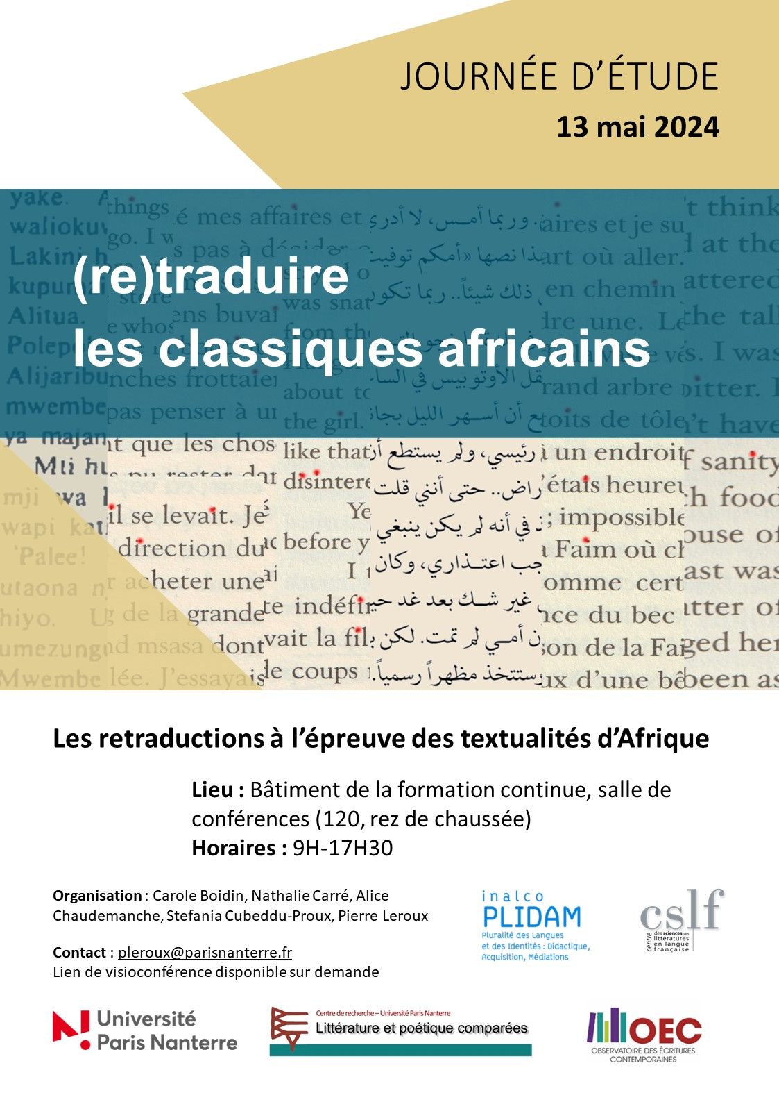 (Re)traduire les classiques africains : Les retraductions à l'épreuve des textualités d'Afrique (Paris Nanterre)