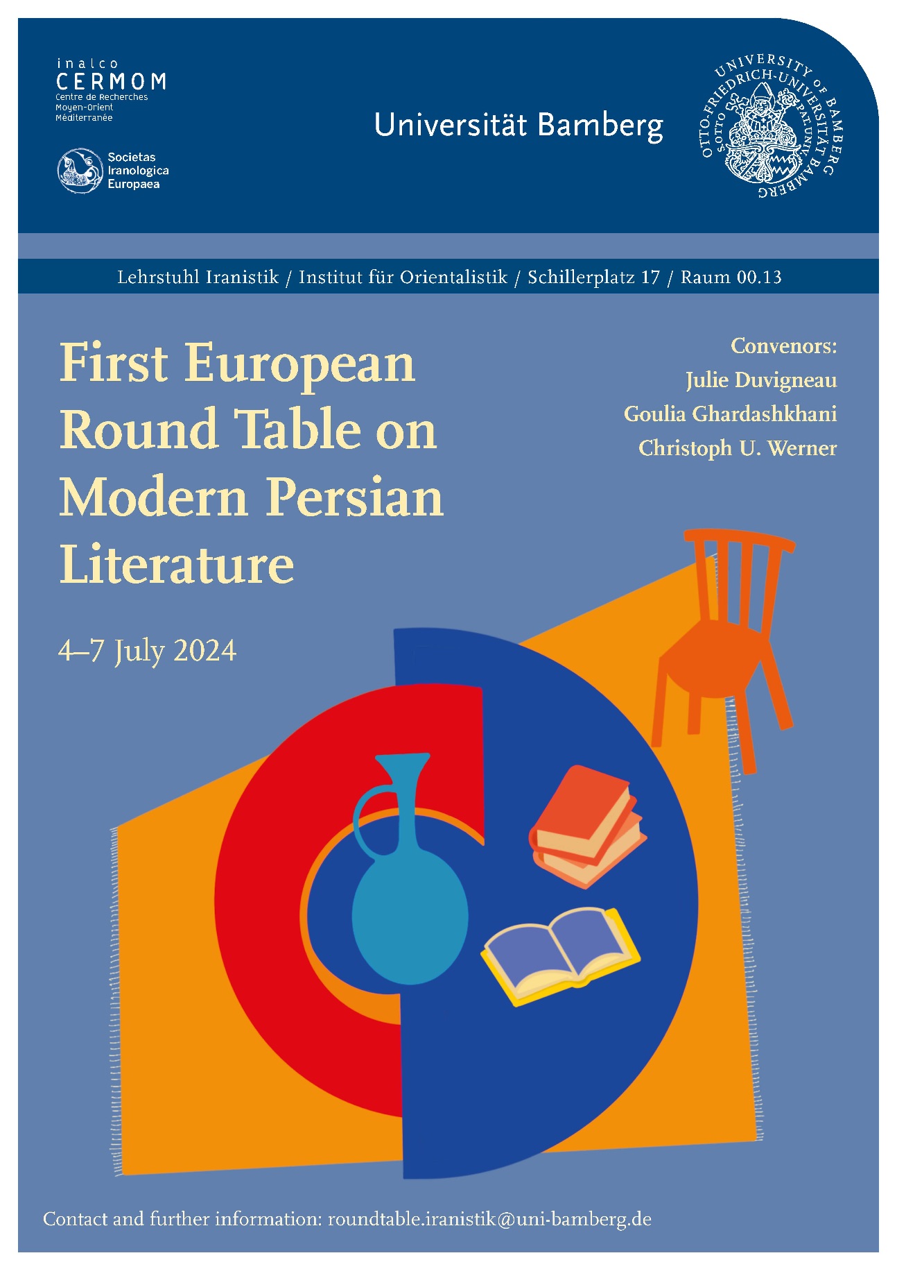 First European Round Table on Modern Persian Literature and official Mid-Term Conference of the Societas Iranologica Europaea 2024 (Univ. de Bamberg, Allemagne)