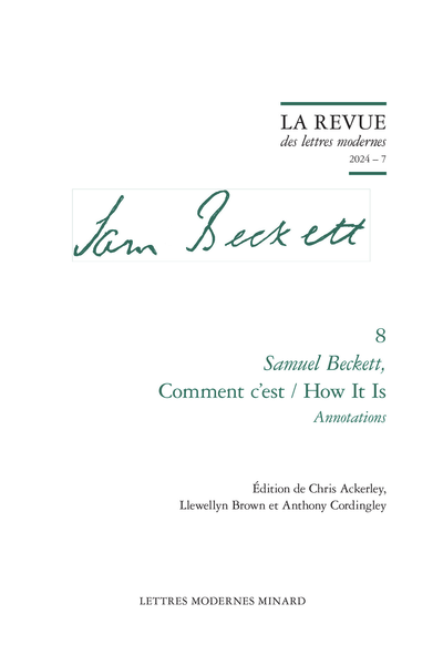 La Revue des lettres modernes 2024 – 7, n° 8 : 