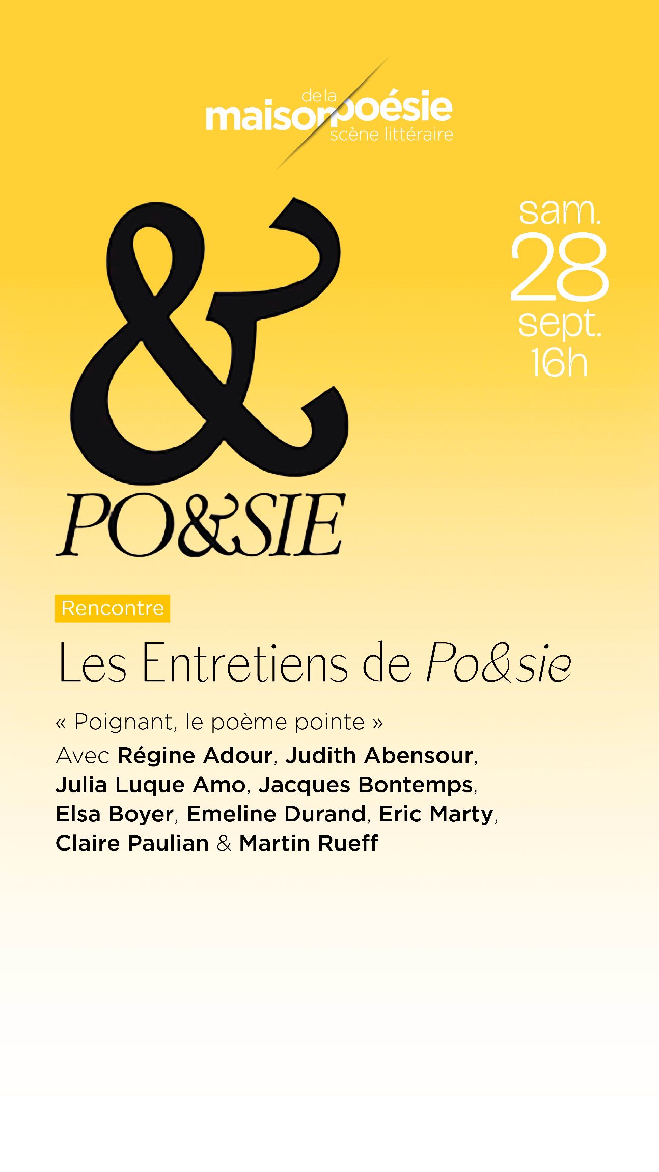 Les entretiens de la revue Po&sie (Maison de la Poésie, Paris)