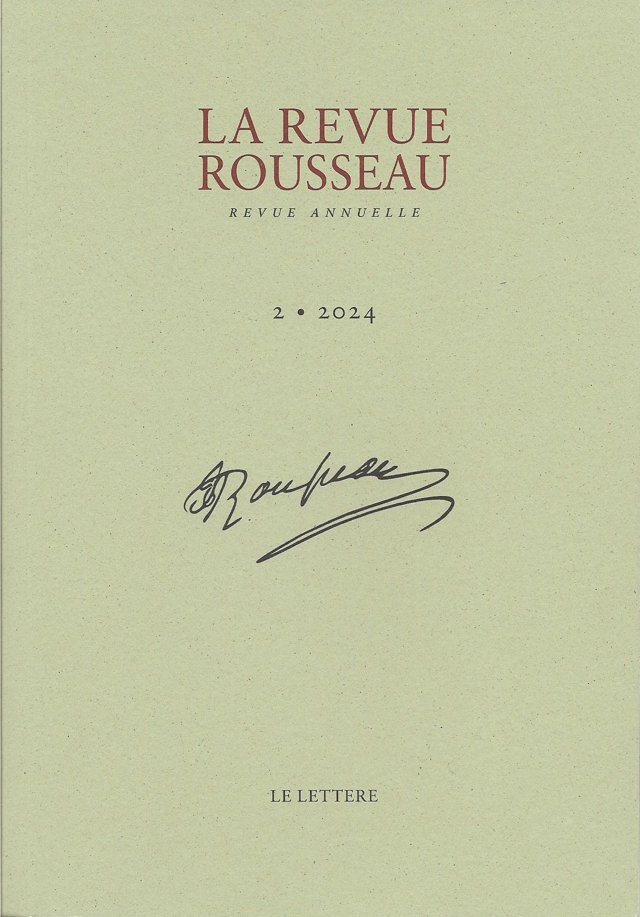 La Revue Rousseau, n° 2 :