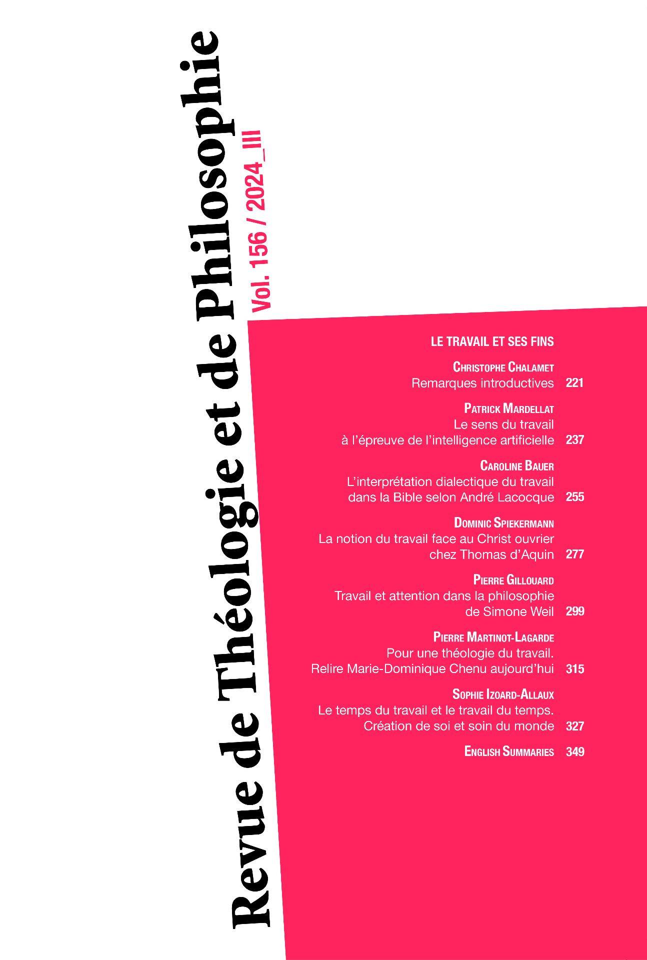 Revue de Théologie et Philosophie, t. 156-3 :