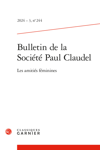 Bulletin de la Société Paul Claudel 2024-3, n° 244 :
