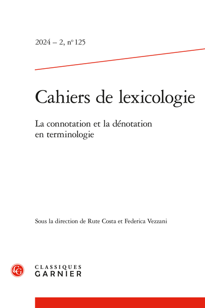 Cahiers de lexicologie 2024 – 2, n° 125 :