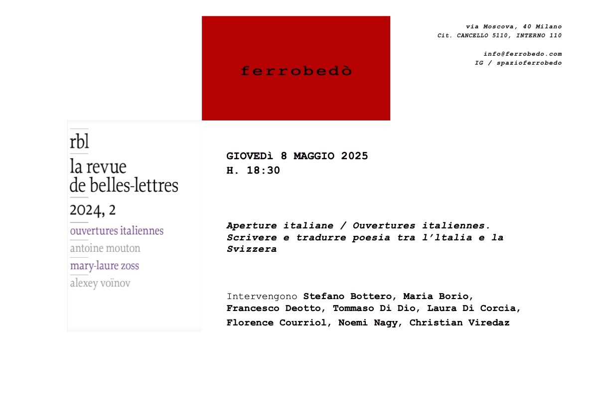 Aperture italiane / Ouvertures italiennes. Scrivere e tradurre poesia tra l’ltalia e la Svizzera (Milan)