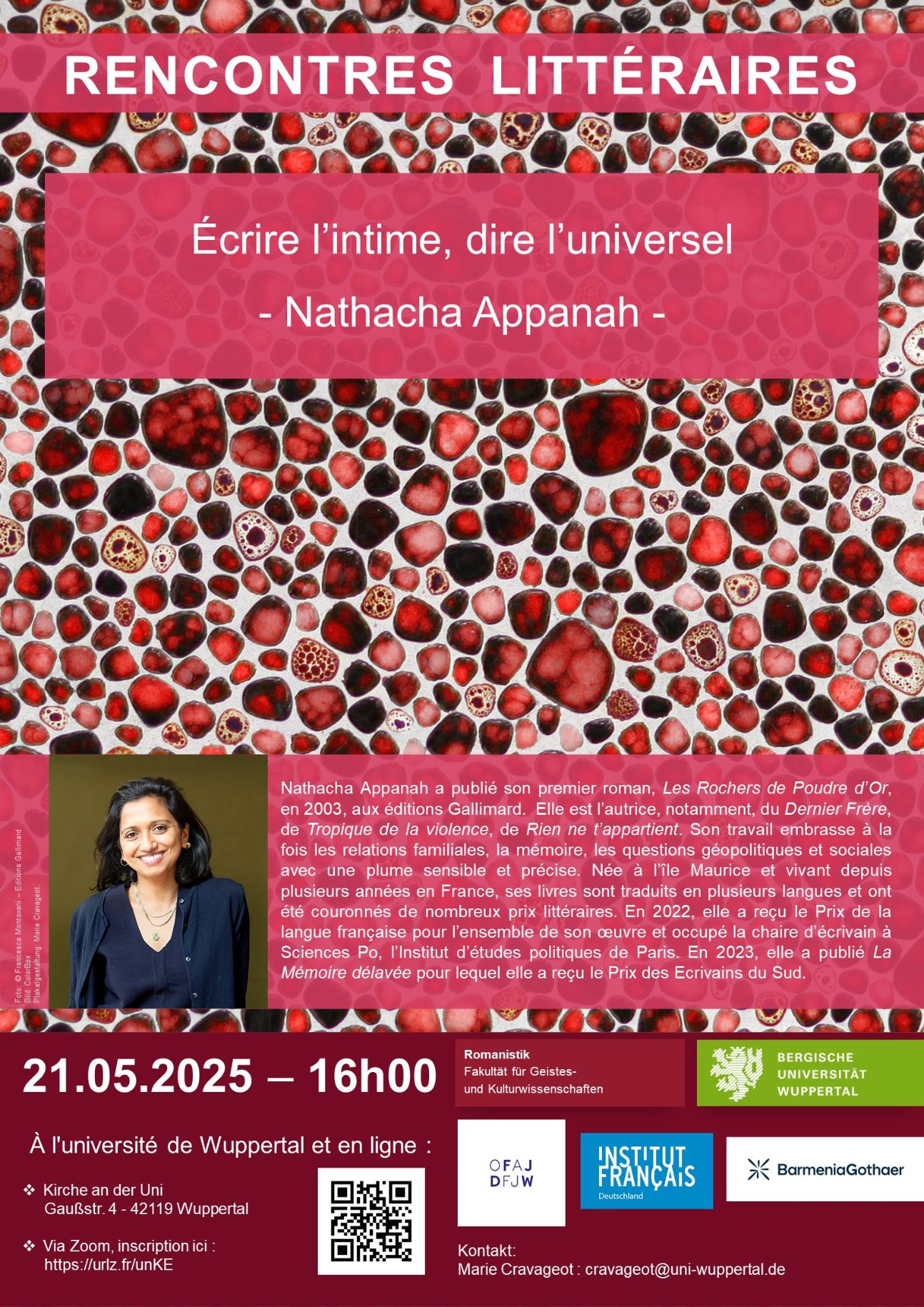Rencontre littéraire avec Nathacha Appanah (Wuppertal, Allemagne & en ligne)