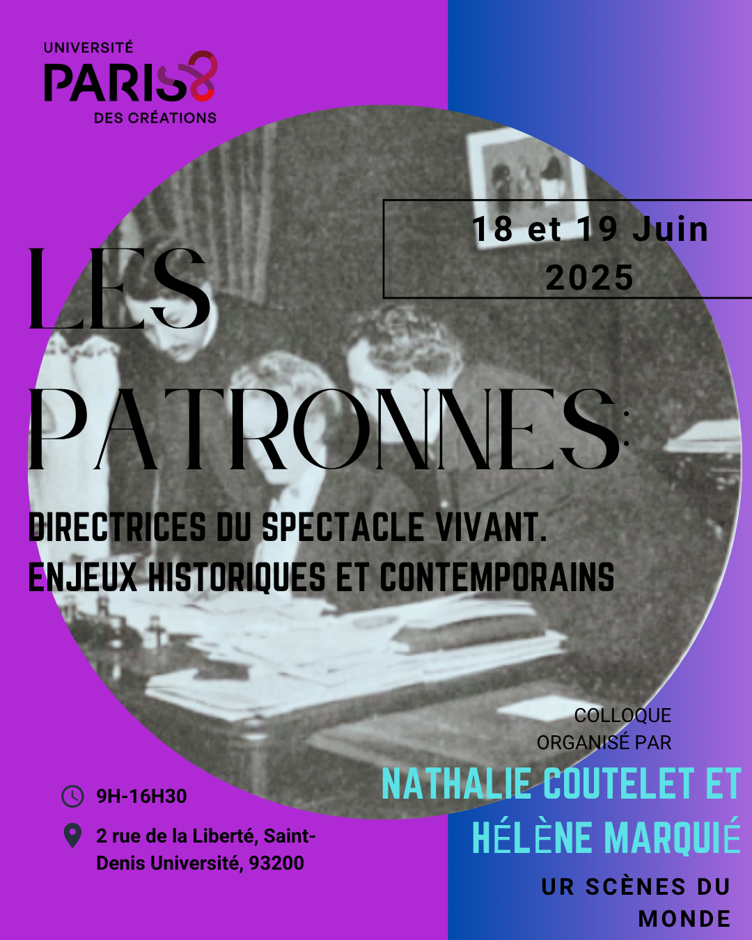 Les Patronnes. Directrices du spectacle vivant. Enjeux historiques et contemporains (Univ. Paris 8 à Saint-Denis)