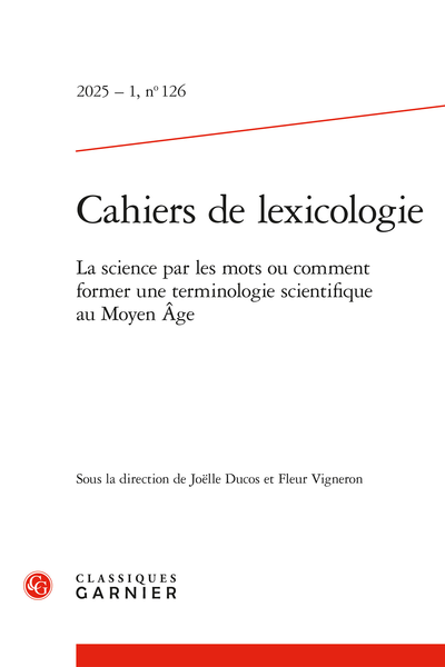 Cahiers de lexicologie n°126, 2025-1 :