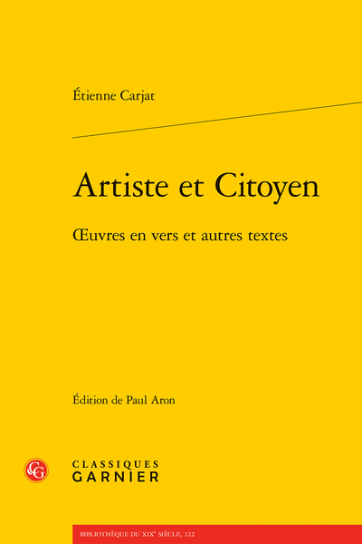 Étienne Carjat, Artiste et Citoyen. Œuvres en vers et autres textes