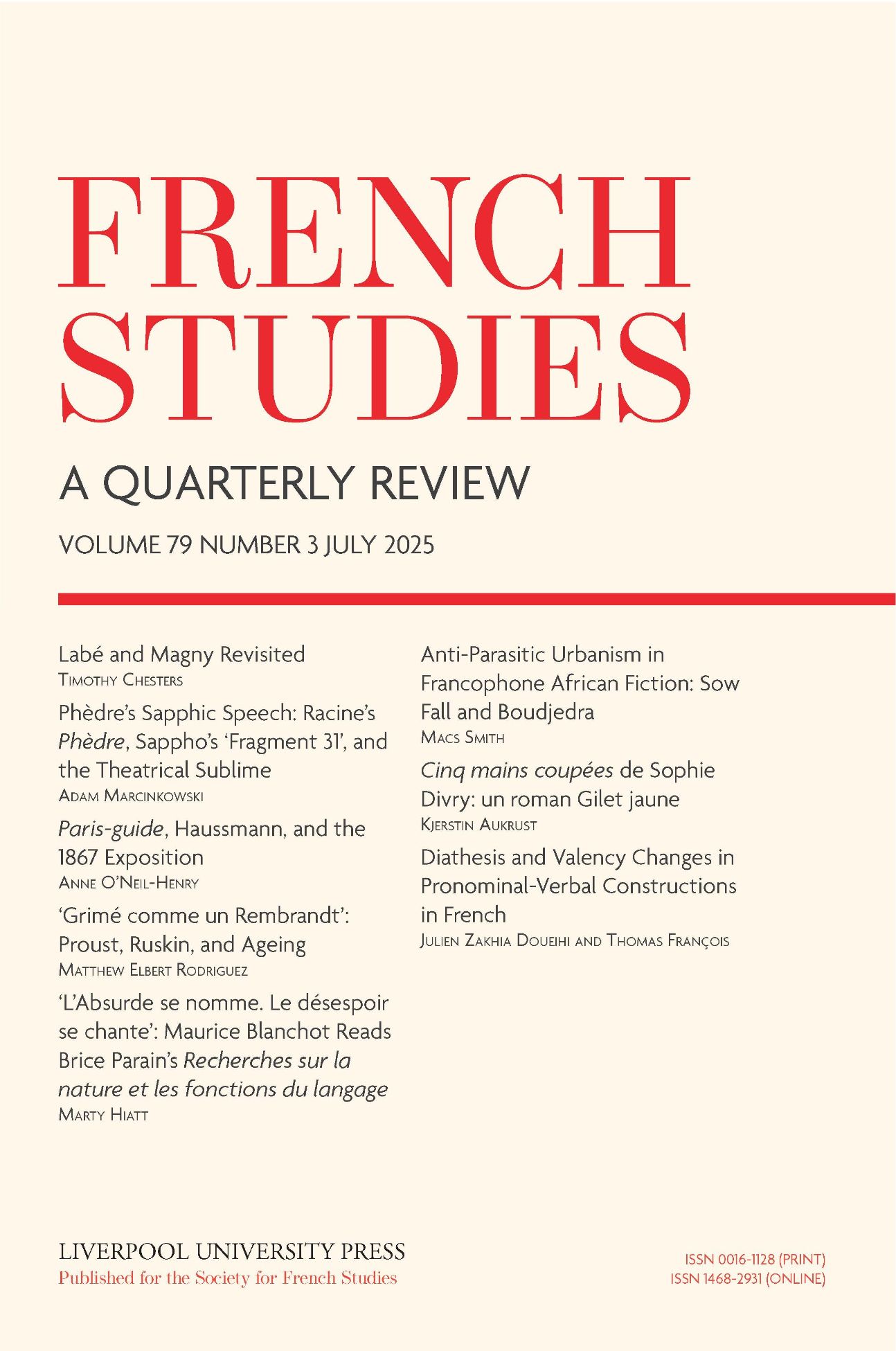 French Studies, n° 79.3