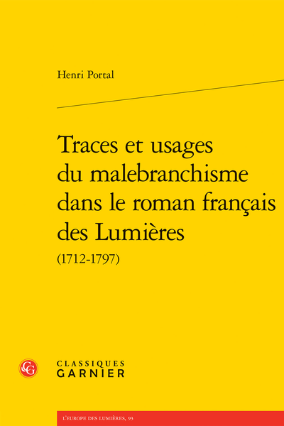 Henri Portal, Traces et usages du malebranchisme dans le roman français des Lumières (1712-1797)