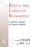 Revue des Langues Romanes, t. CXXIX n° 1 | 2025 :