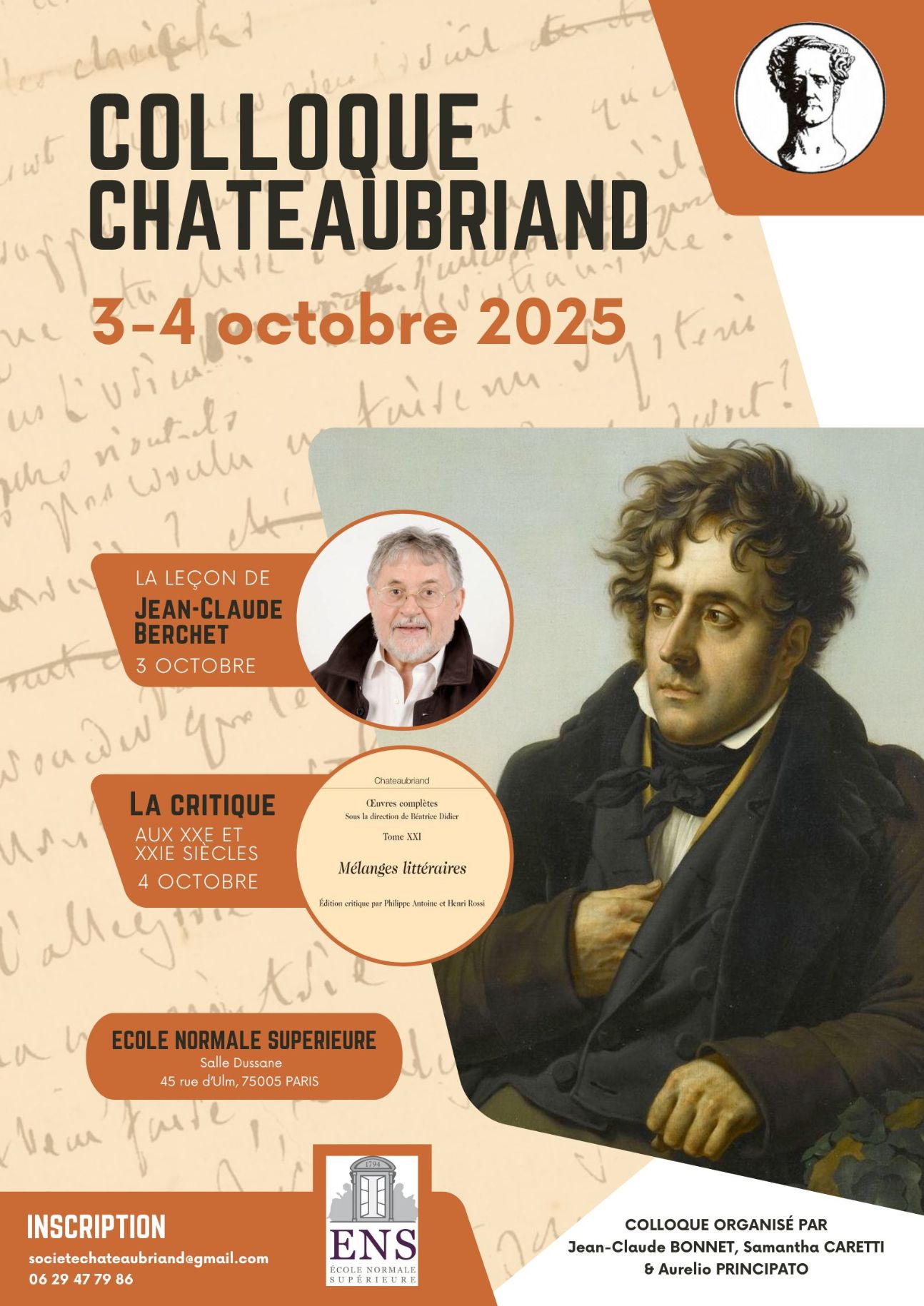 Colloque Chateaubriand : la leçon de Jean-Claude Berchet & la critique aux XXe et XXIe siècles (Paris, ENS Ulm)
