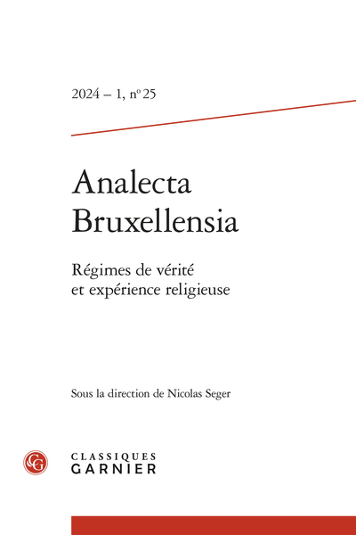 Analecta Bruxellensia, 2024-1, n° 25 :