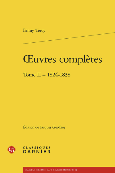 Fanny Tercy, Œuvres complètes, t. II : 1824-1838