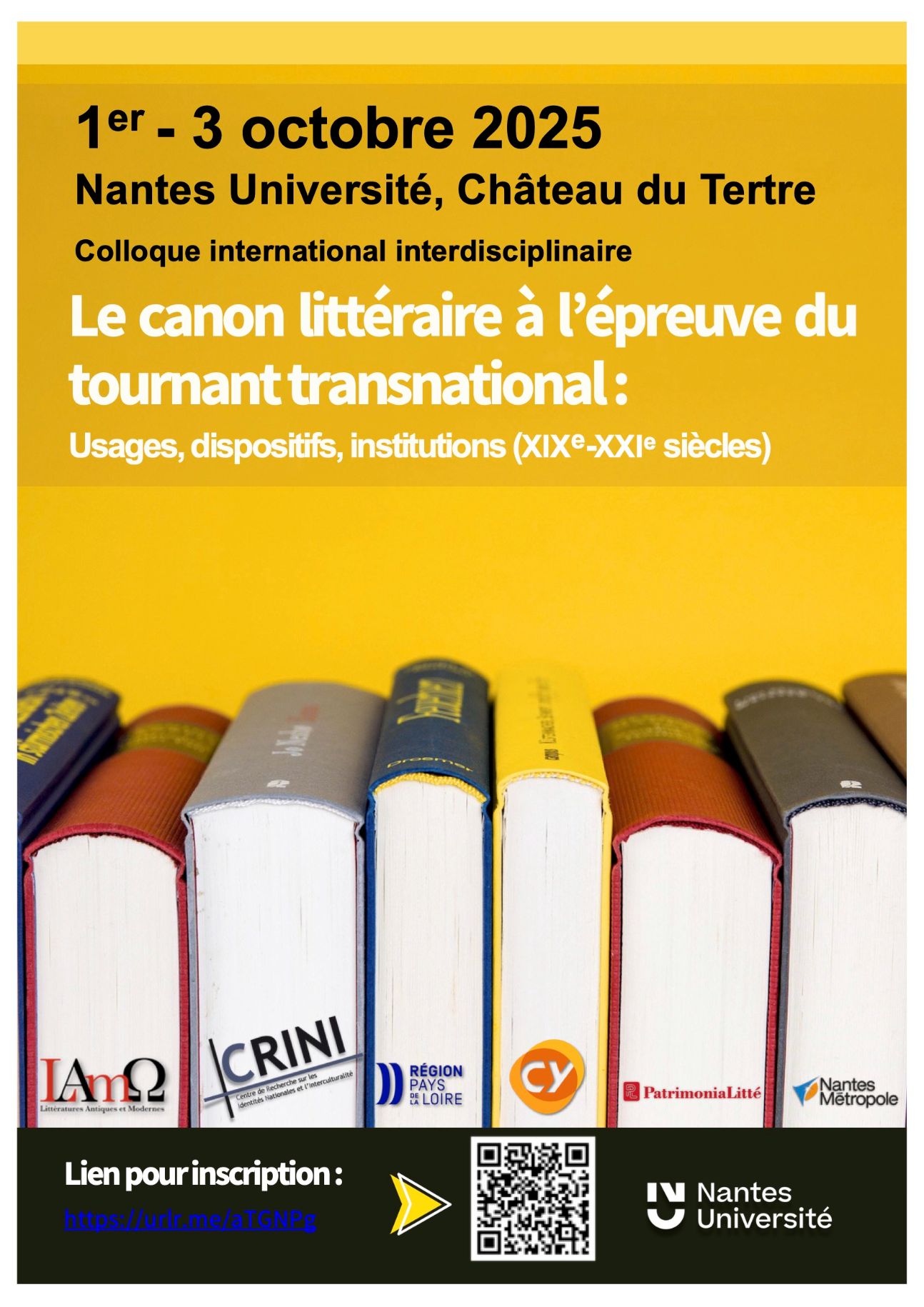 Le canon littéraire à l’épreuve du tournant transnational. Usages, dispositifs, institutions, XIXᵉ-XXIᵉ s. (Nantes)