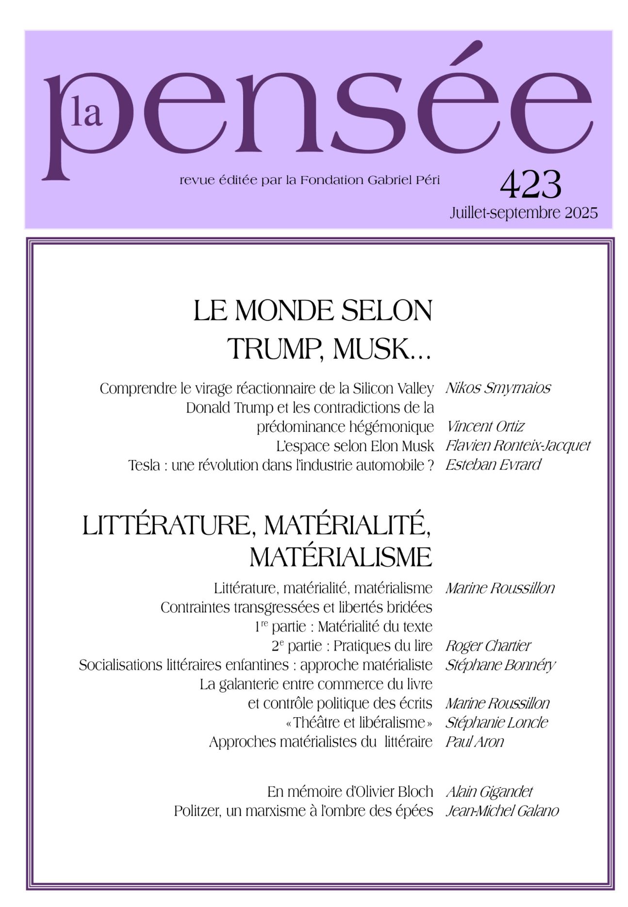 La Pensée, n° 423 : 