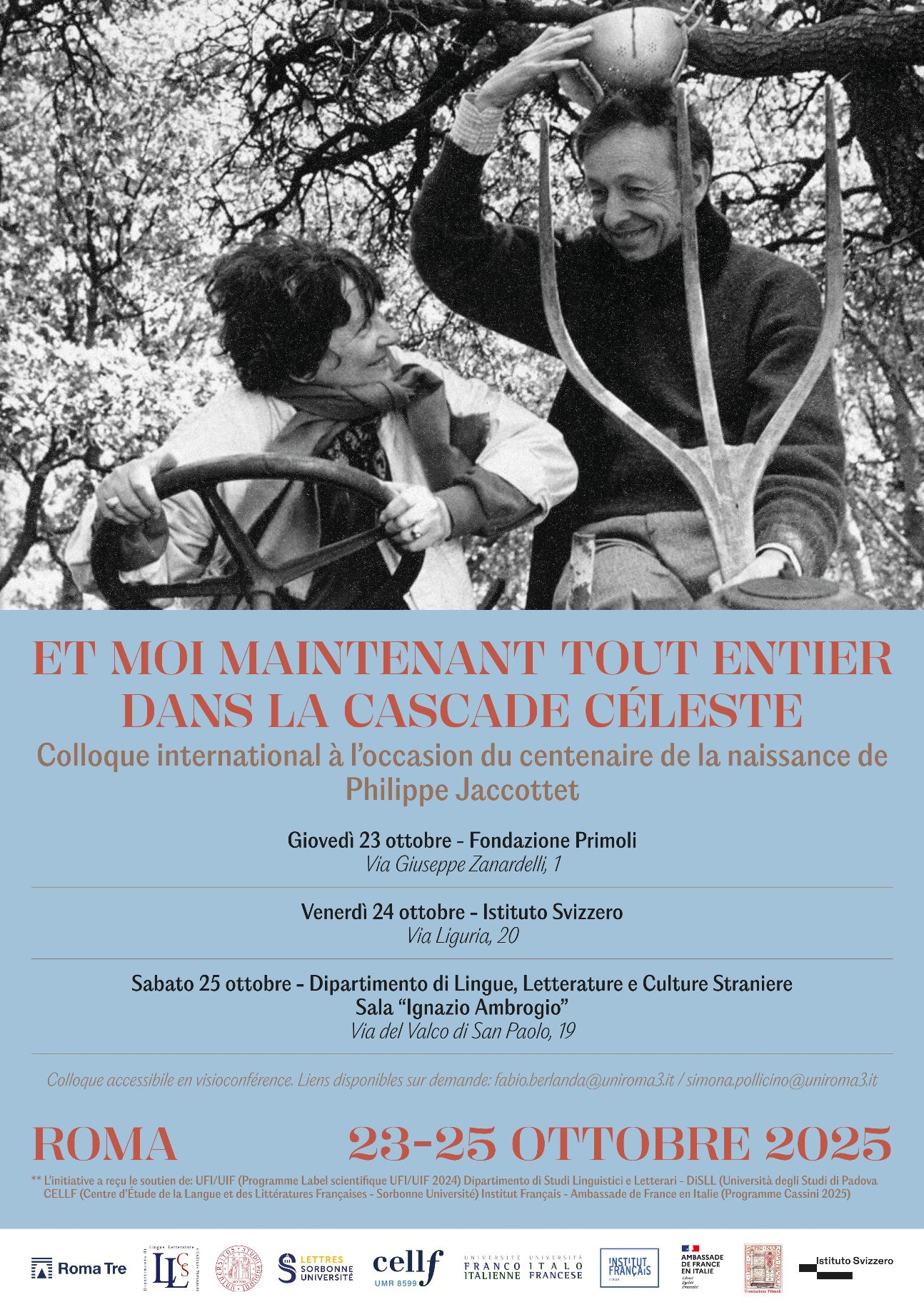 « Et moi maintenant tout entier dans la cascade céleste ». Centenaire Philippe Jaccottet (Rome)