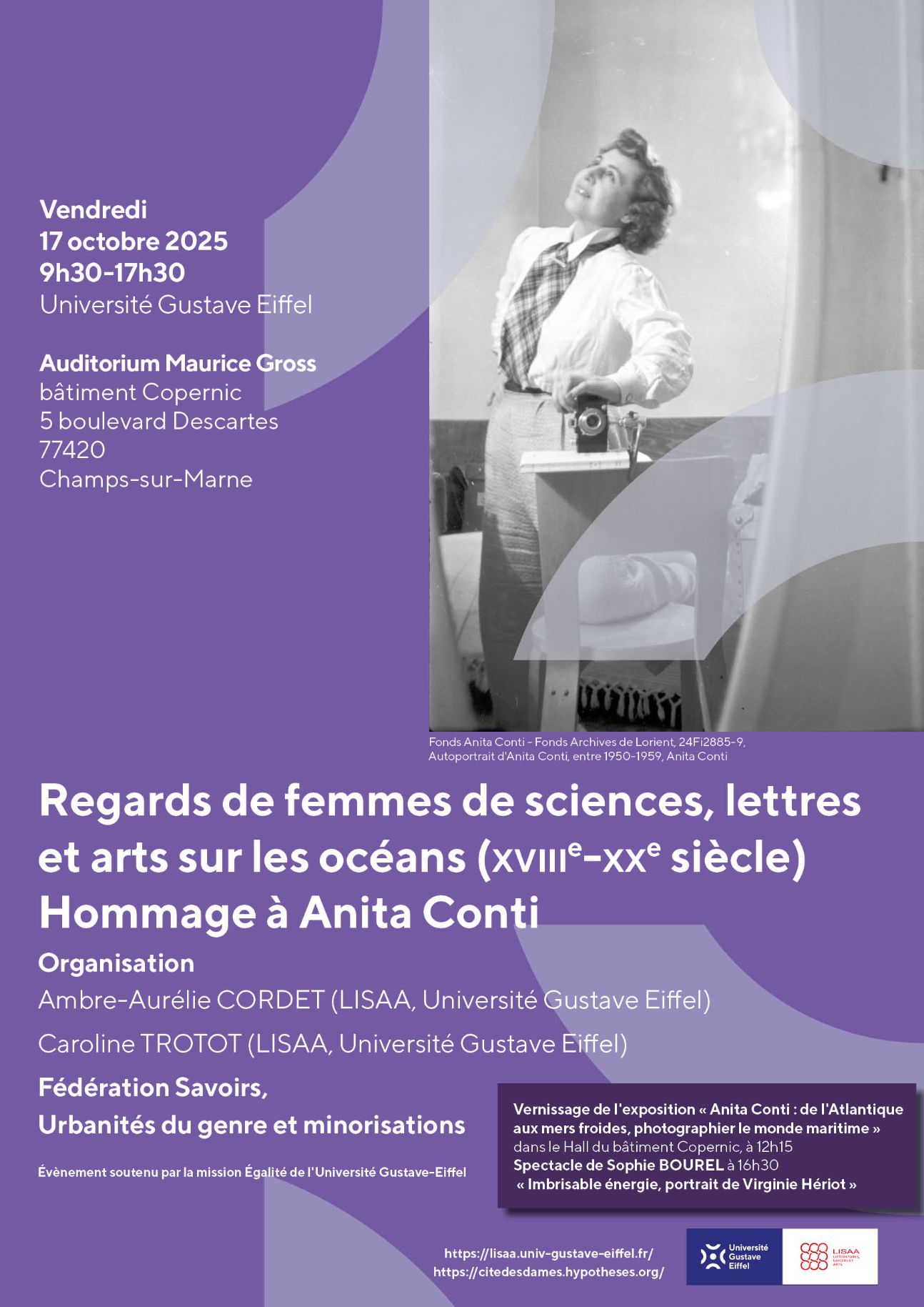 Regards de femmes de sciences, lettres et arts sur les océans (XVIIIe-XXe s.). Hommage à Anita Conti (Champs-sur-Marne)