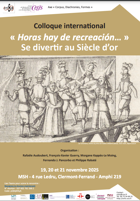 Horas hay de recreación... Se divertir au Siècle d’Or - colloque international Université Clermont Auvergne et association CRISOL 16/17