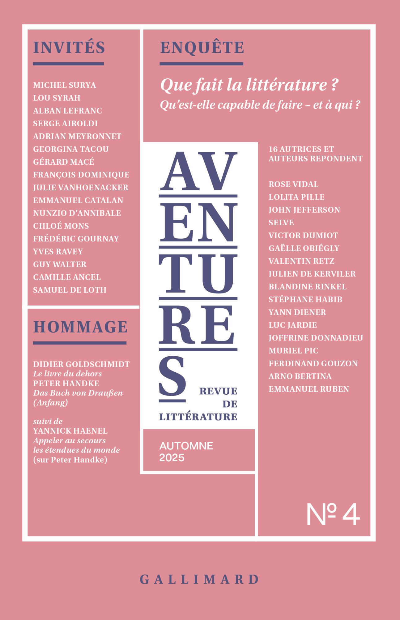 Revue Aventures n° 4. Automne 2025 :