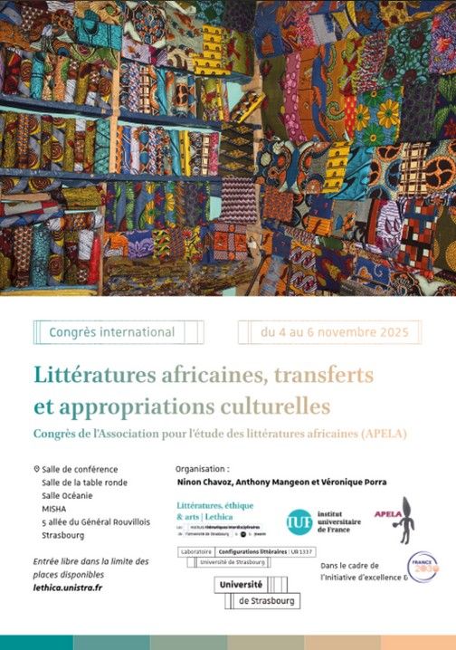 Littératures africaines, transferts et appropriations culturelles. Congrès de l'APELA (Strasbourg)