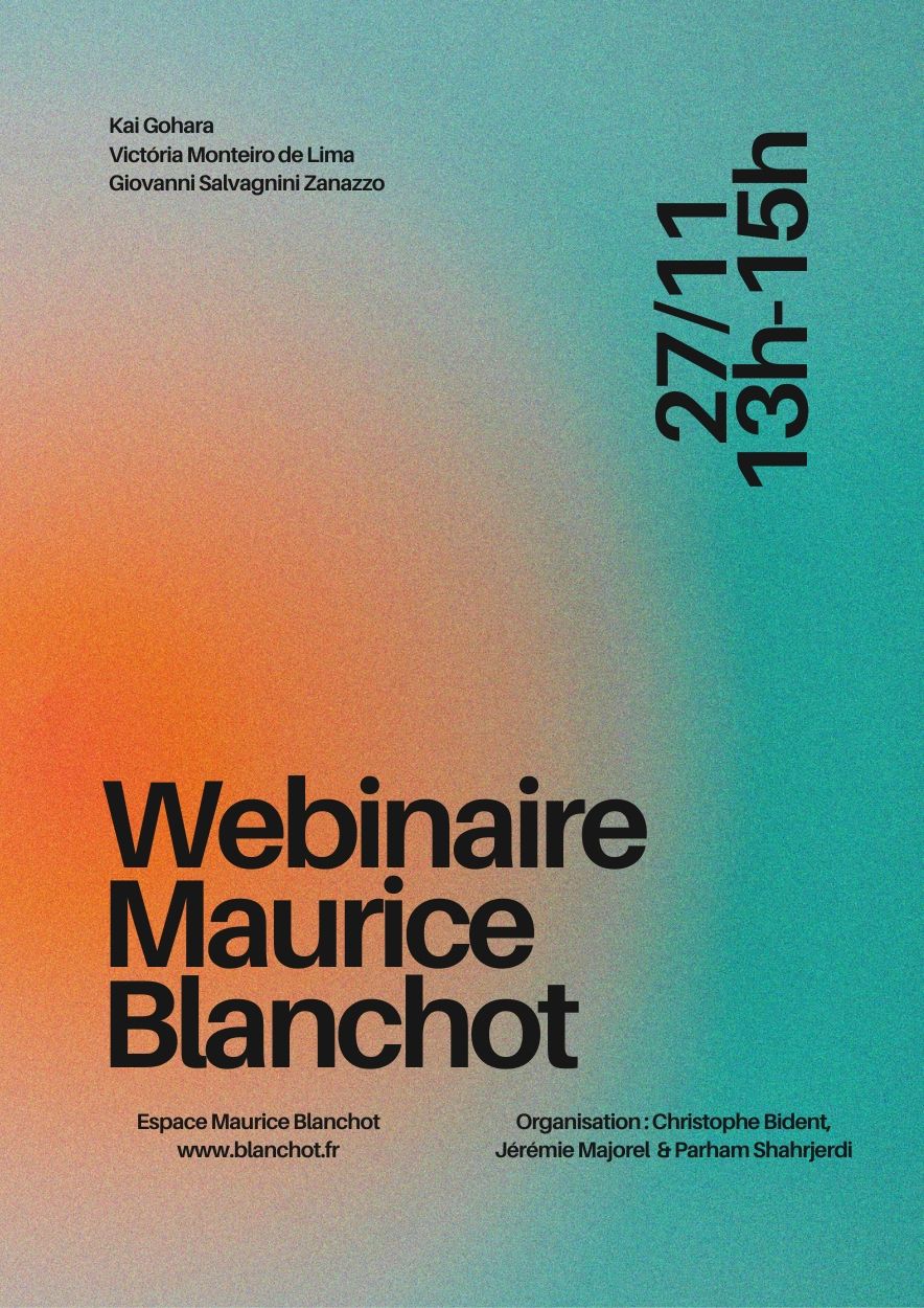 Webinaire Maurice Blanchot