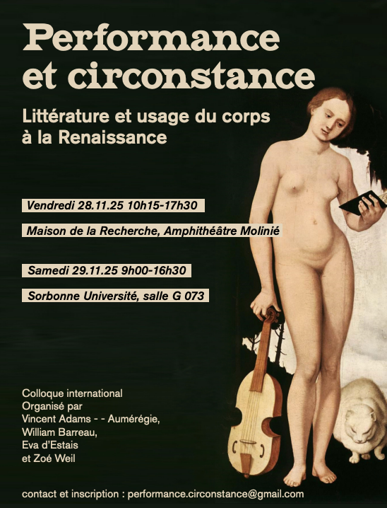Performance et circonstance : littérature et usage du corps à la Renaissance (Sorbonne Université)
