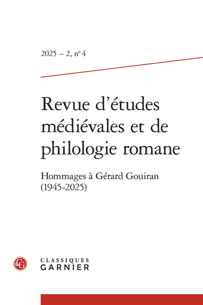 Revue d’études médiévales et de philologie romane, 2025-2, n° 4 : 