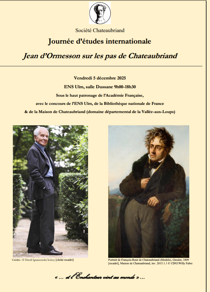 Jean d'Ormesson sur les pas de Chateaubriand (ENS Paris)