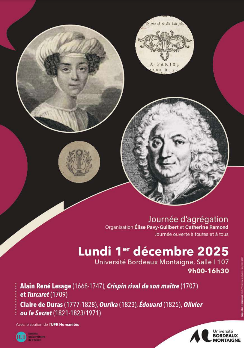 Journée d’étude agrégative : Alain René Lesage & Claire de Duras (Bordeaux)