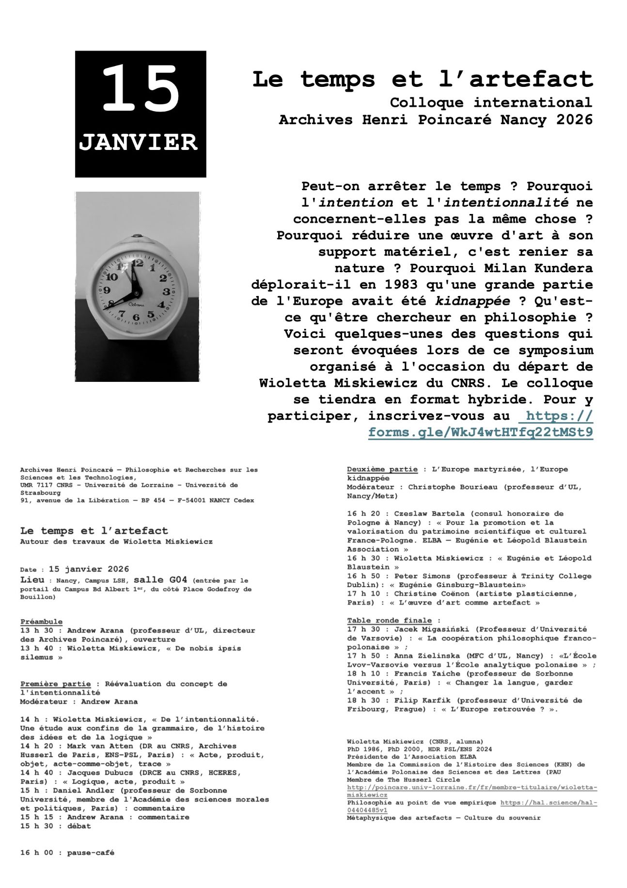 Le temps et l’artefact. Autour des travaux de Wioletta Miskiewicz (Nancy)