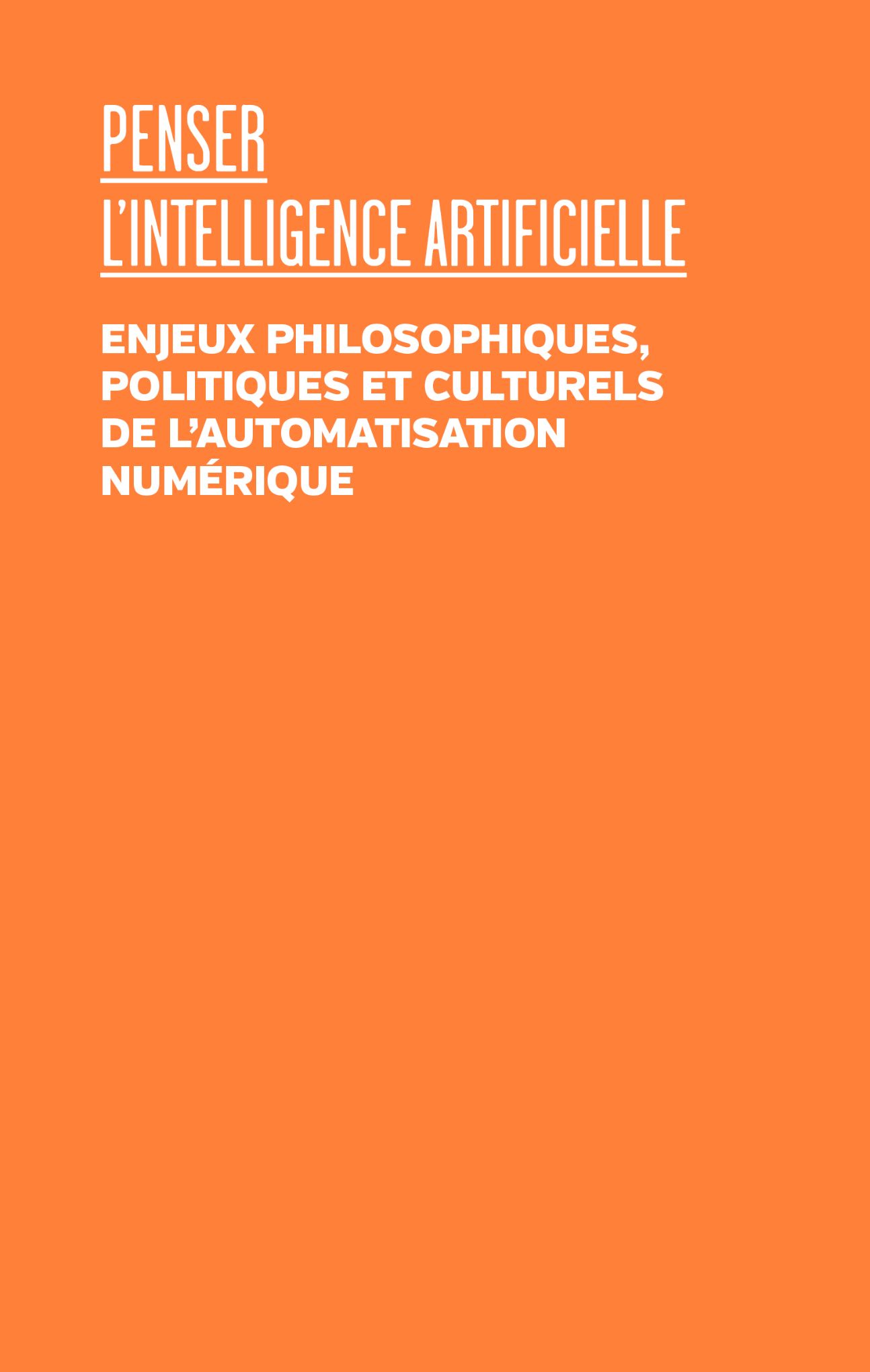 Penser l'intelligence artificielle. Enjeux philosophiques, politiques et culturels de l'automatisation numérique