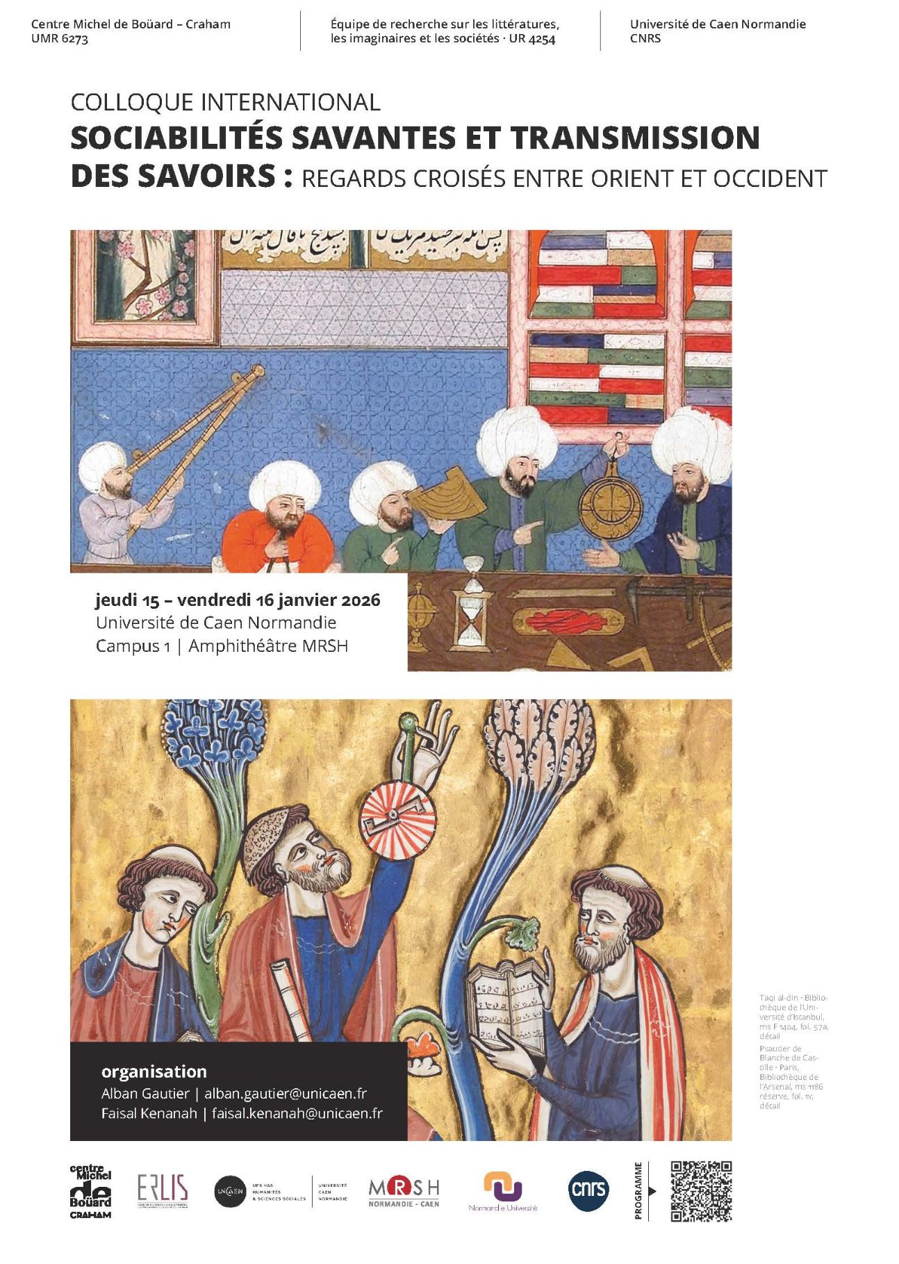 Sociabilités savantes et transmission des savoirs : regards croisés entre Orient et Occident (Caen)