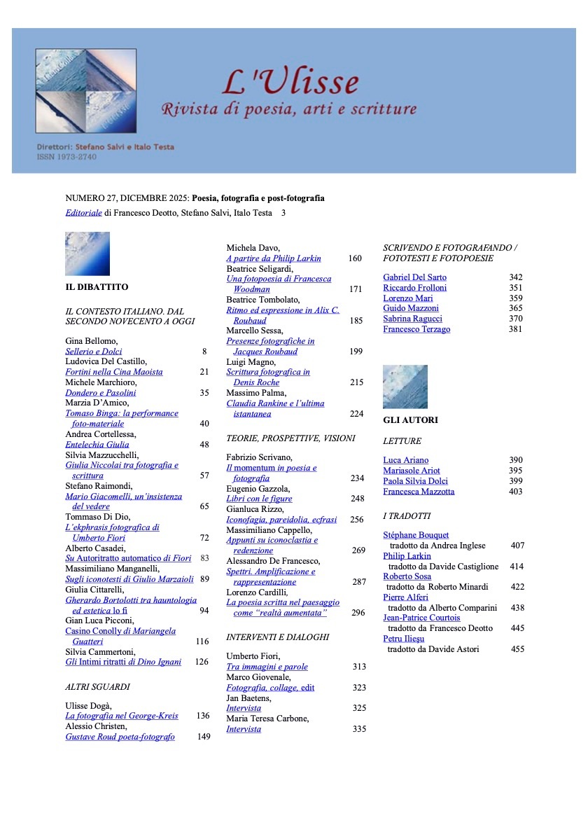 L’Ulisse. Rivista di poesia, arti e scritture, n° 27, 2025: 