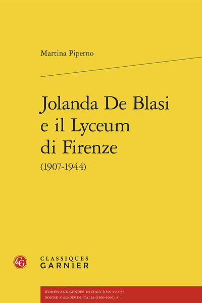 Martina Piperno, Jolanda De Blasi e il Lyceum di Firenze (1907-1944)