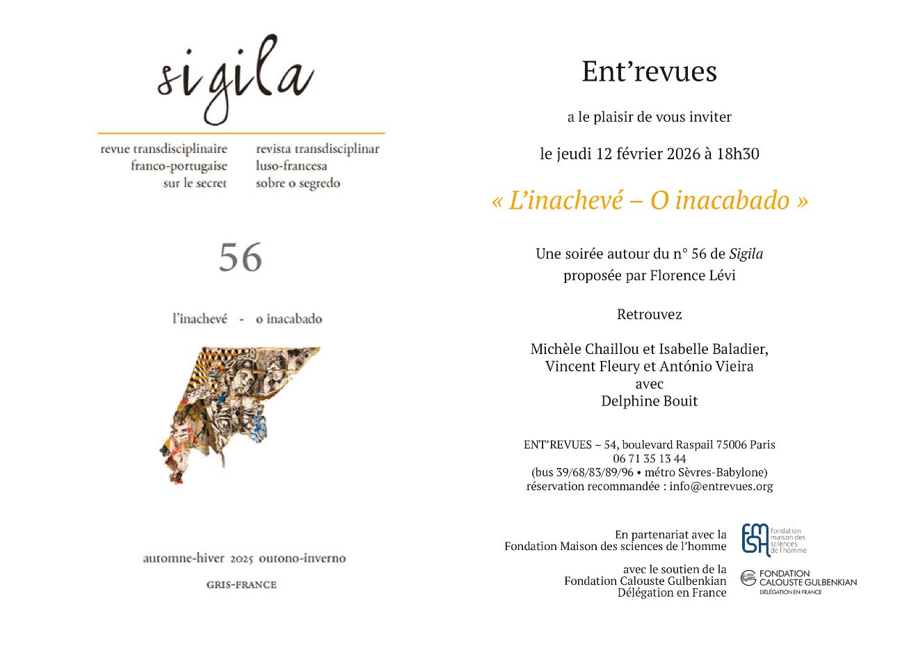 Soirée Ent'revues avec Sigila pour sa livraison 