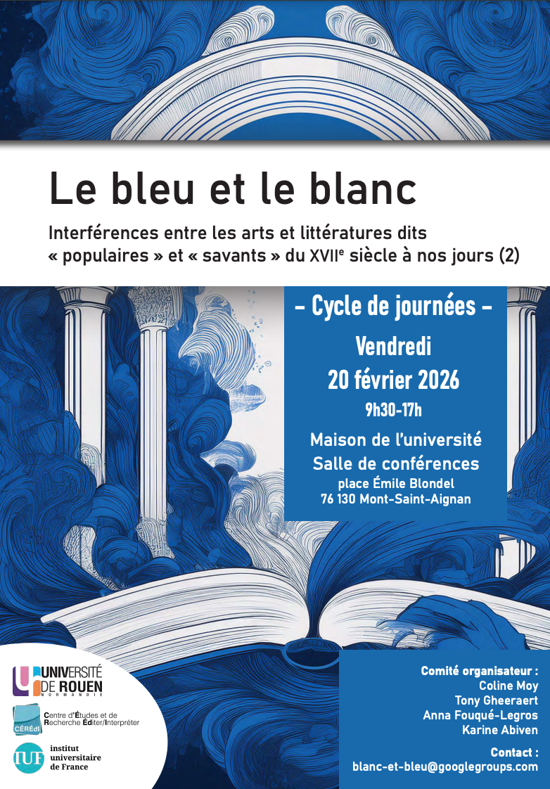 Le bleu et le blanc. Interférences entre les arts et littératures dits 
