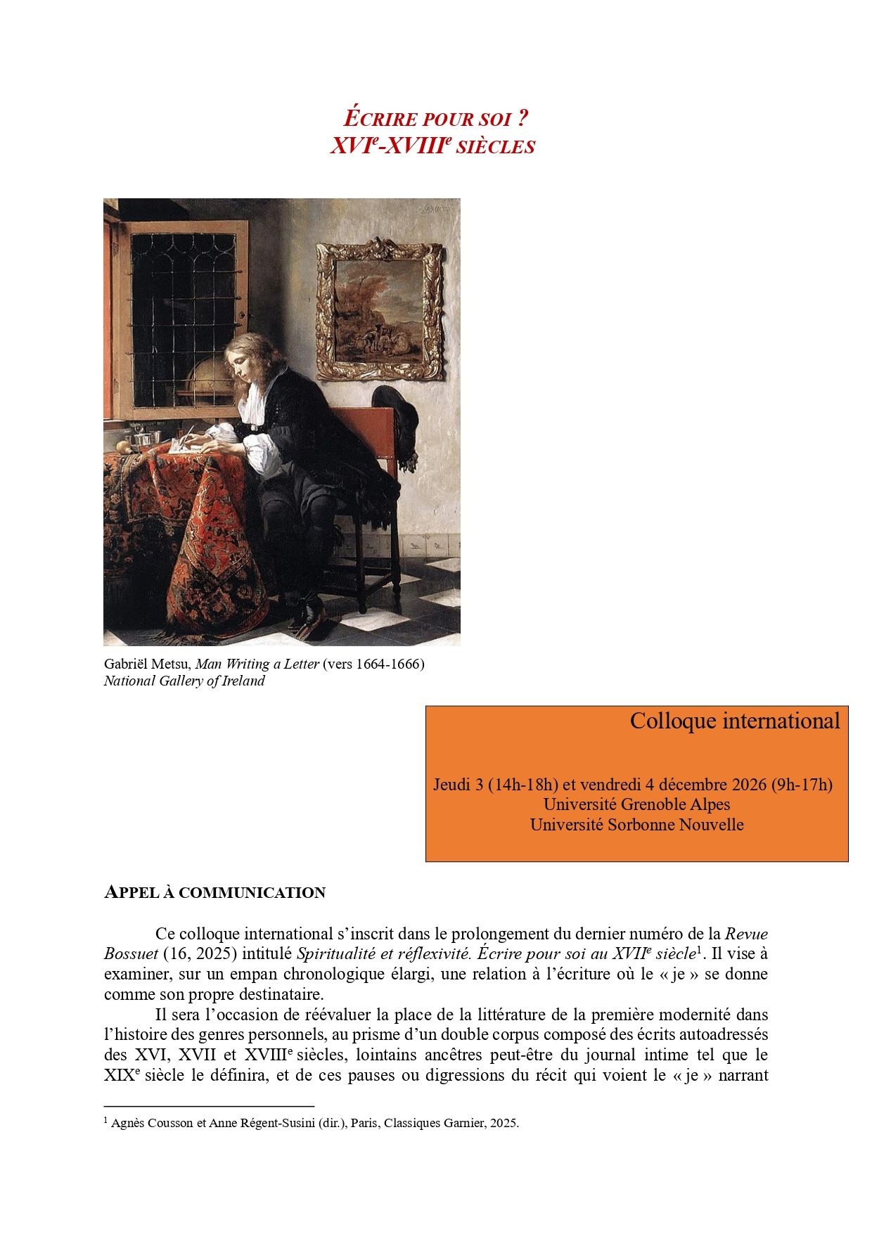 Écrire pour soi ? XVIe-XVIIIe siècles