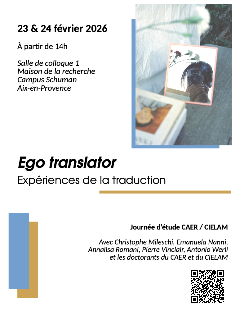 Ego translator. Expériences de la traduction (Aix-en-Provence)
